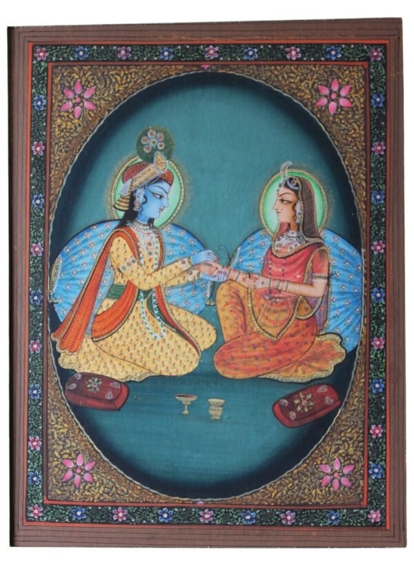 VINTAGE BEAUTIFUL LORD RADHA KRISHNA PAINTING ON PAPER