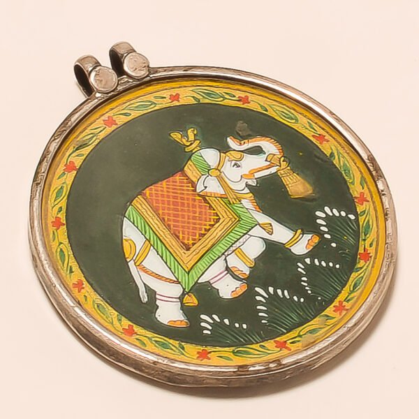 VINTAGE 92.5 STERLING SILVER BEAUTIFUL MINIATURE PAINTING PENDANT