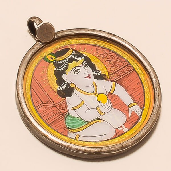 VINTAGE 92.5 STERLING SILVER BEAUTIFUL MINIATURE PAINTING PENDANT