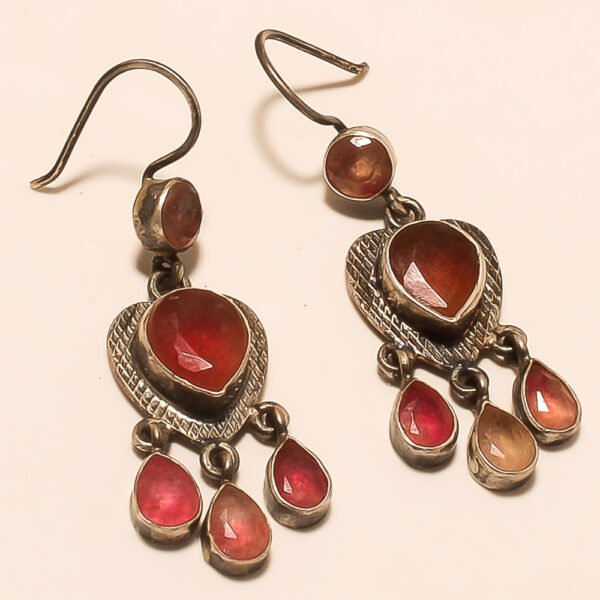 92.5 STERLING SILVER BEAUTIFUL RUBY DROP EARRING