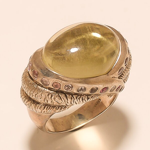 92.5 STERLING SILVER CARVED BEAUTIFUL LEMON-TOPAZ RING