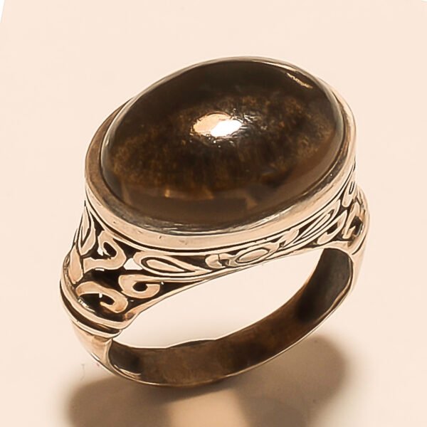 92.5 STERLING SILVER CARVED BEAUTIFUL SMOKY RING