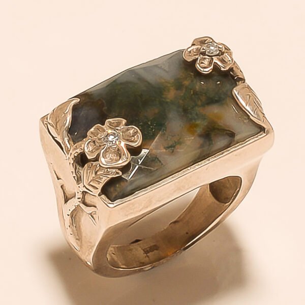 92.5 STERLING SILVER BEAUTIFUL AGATE RING