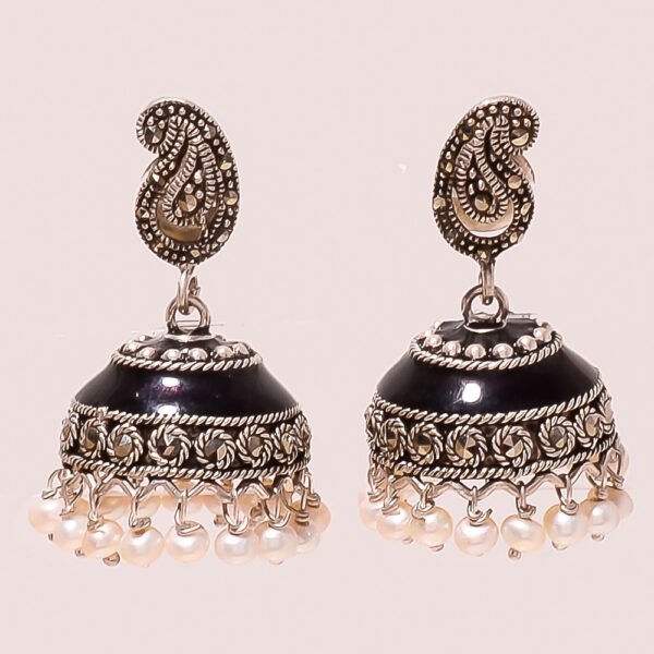 VINTAGE 92.5 STERLING SILVER BEAUTIFUL PEARL JHUMKA,EARRING