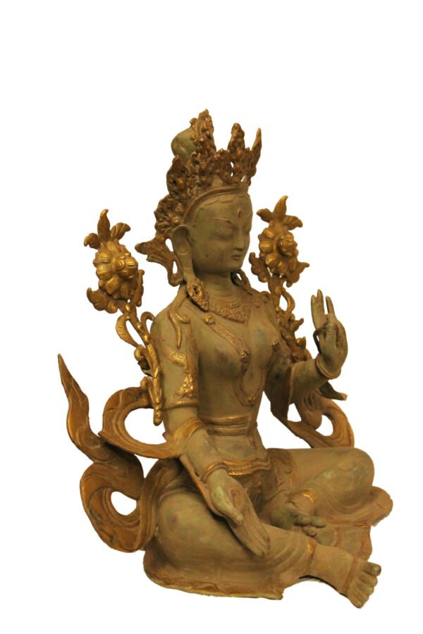 VINTAGE CARVED BEAUTIFUL BRASS TARA DEVI - Image 2