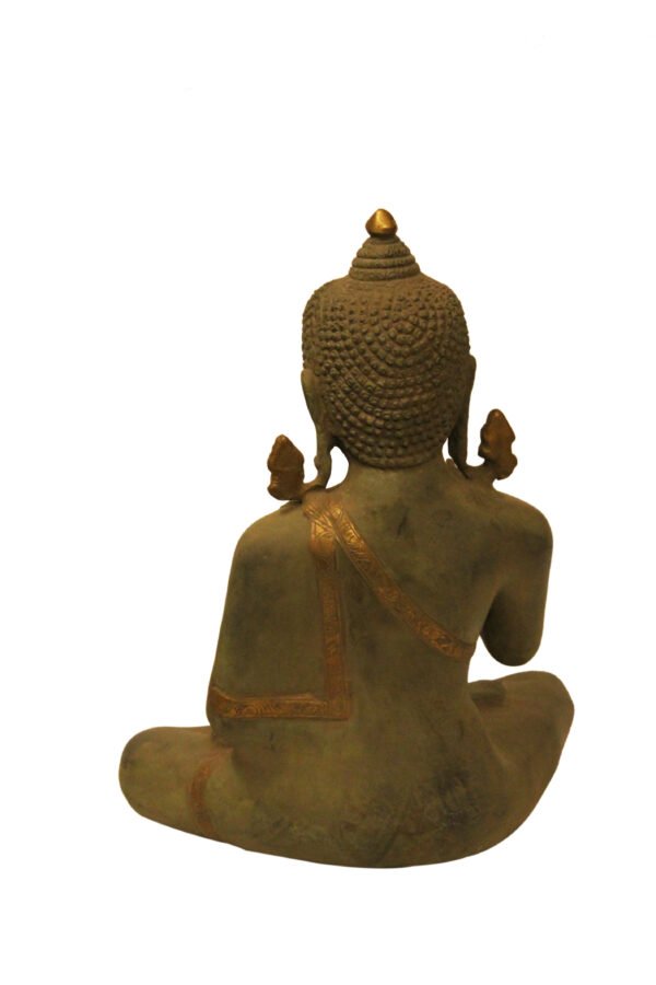 VINTAGE BEAUTIFUL BRASS CARVED LORD BUDDHA - Image 2