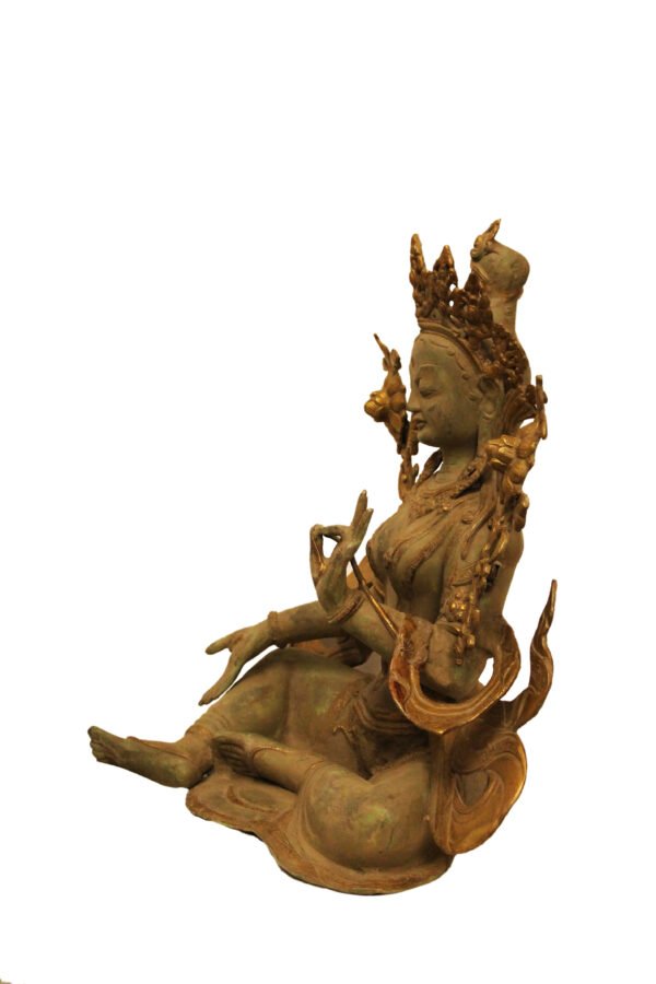 VINTAGE CARVED BEAUTIFUL BRASS TARA DEVI - Image 5