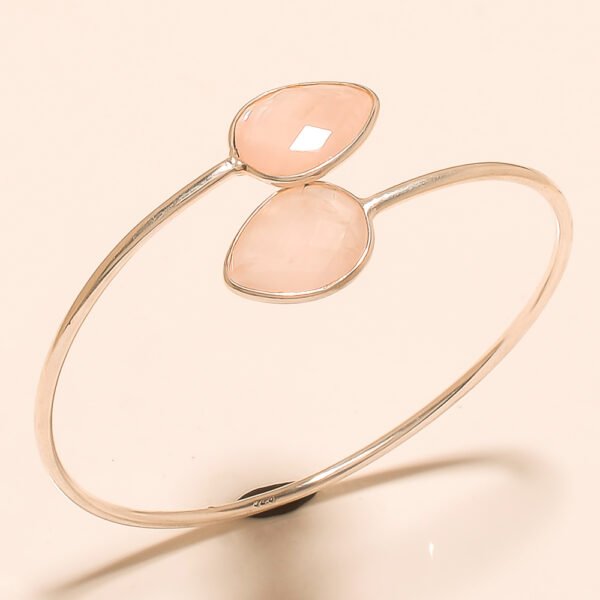 BEAUTIFUL 92.5 STERLING SILVER  BRACELET WITH ROSE QUARTZ