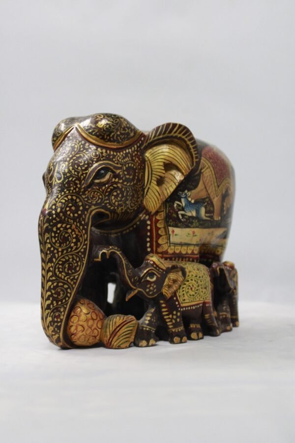 Home Decor Elephants Wooden Made And Hand Painted - Image 4