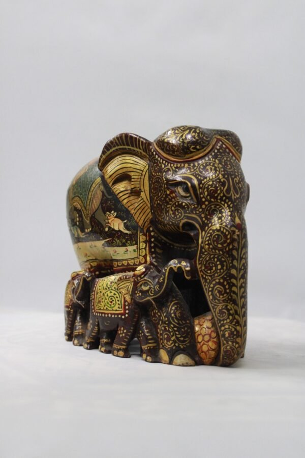 Home Decor Elephants Wooden Made And Hand Painted - Image 3