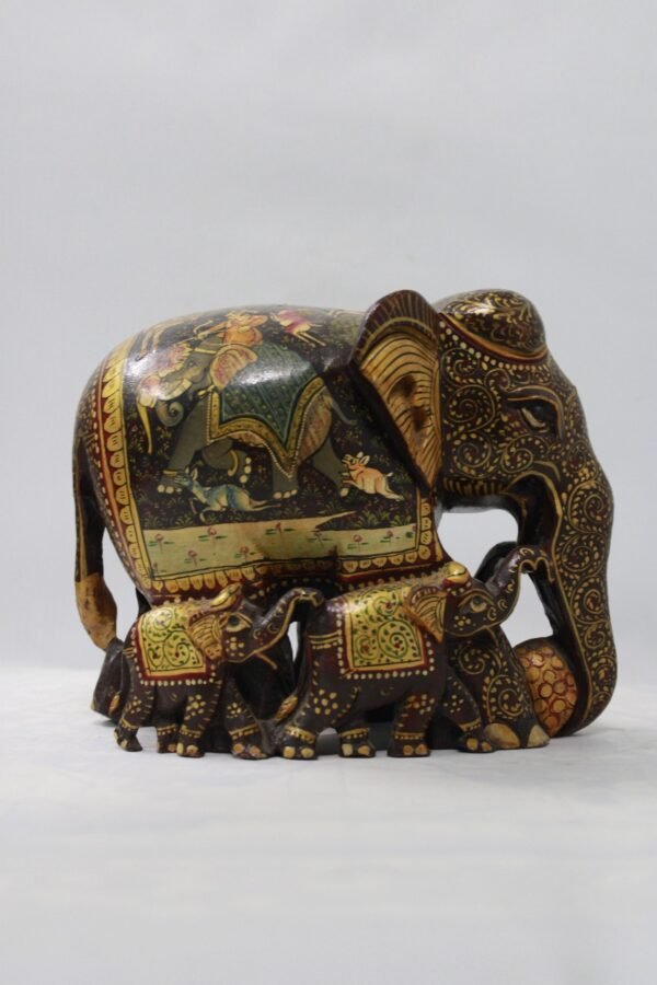 Home Decor Elephants Wooden Made And Hand Painted - Image 2