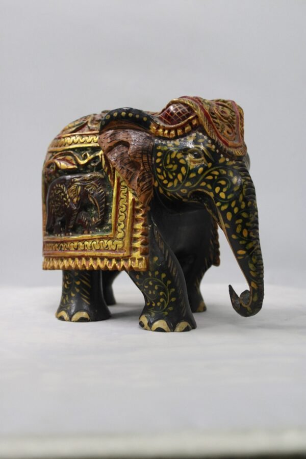 Best Rajasthani Souvenir Gift As A Wooden Painted Elephant - Image 3