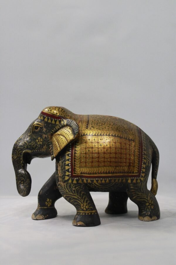 Handcrafted Wooden Painted Elephant Statue - Image 2