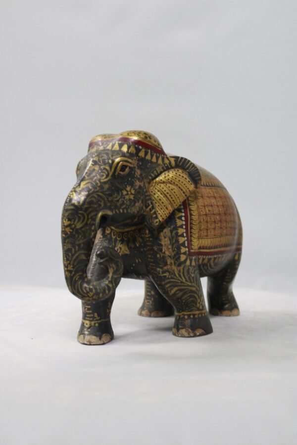 Handcrafted Wooden Painted Elephant Statue