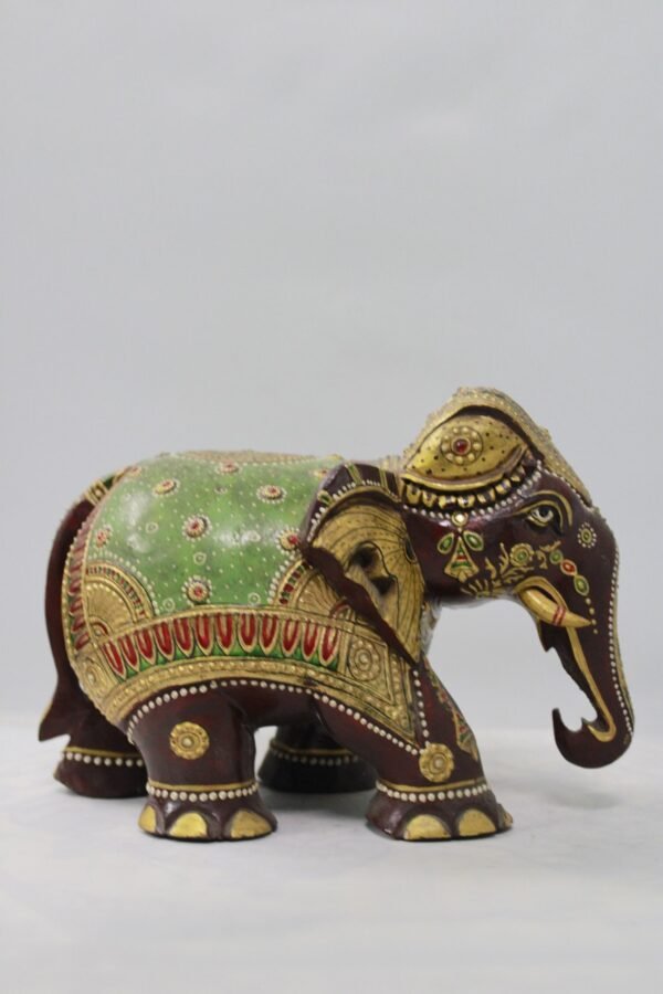 Hand Painted Handcrafted Wooden Elephant Home Decor Rajasthani Gift - Image 4