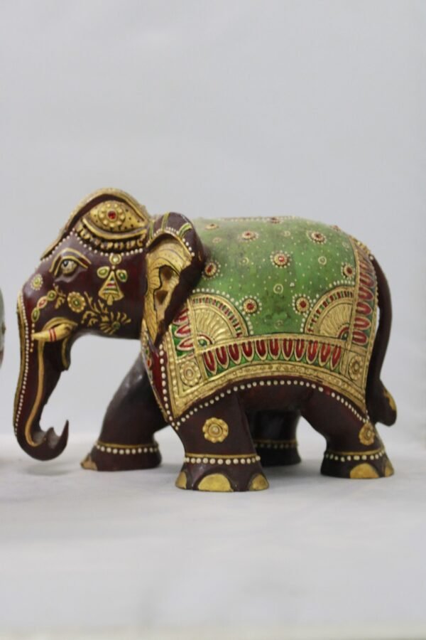 Hand Painted Handcrafted Wooden Elephant Home Decor Rajasthani Gift - Image 2