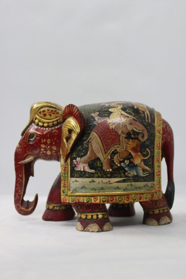 Handcrafted Wooden Painted Elephant Home Decor Rajasthani Souvenir Gift - Image 2