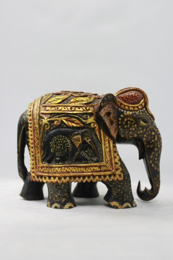 Handcrafted Wooden Elephant Painted With Vibrant Colours For Home Decor Rajasthani Gift - Image 2