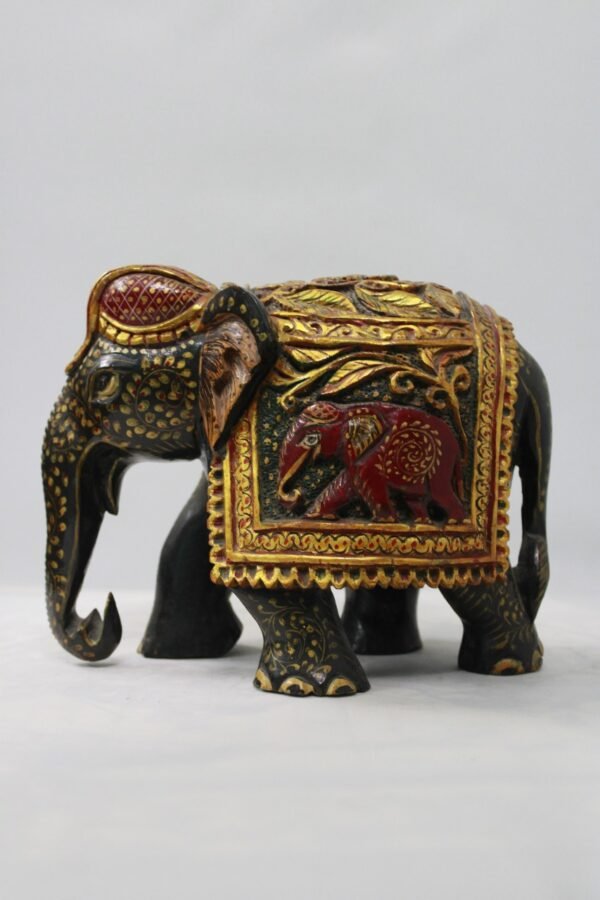 Wooden Painted Elephant Handicrafted Home Decor Rajasthani Gift - Image 2