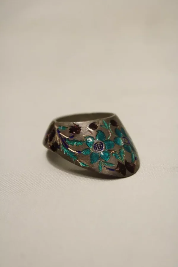 Silver Enamel, Antique, Vintage, Rare Find Archer Thumb Ring