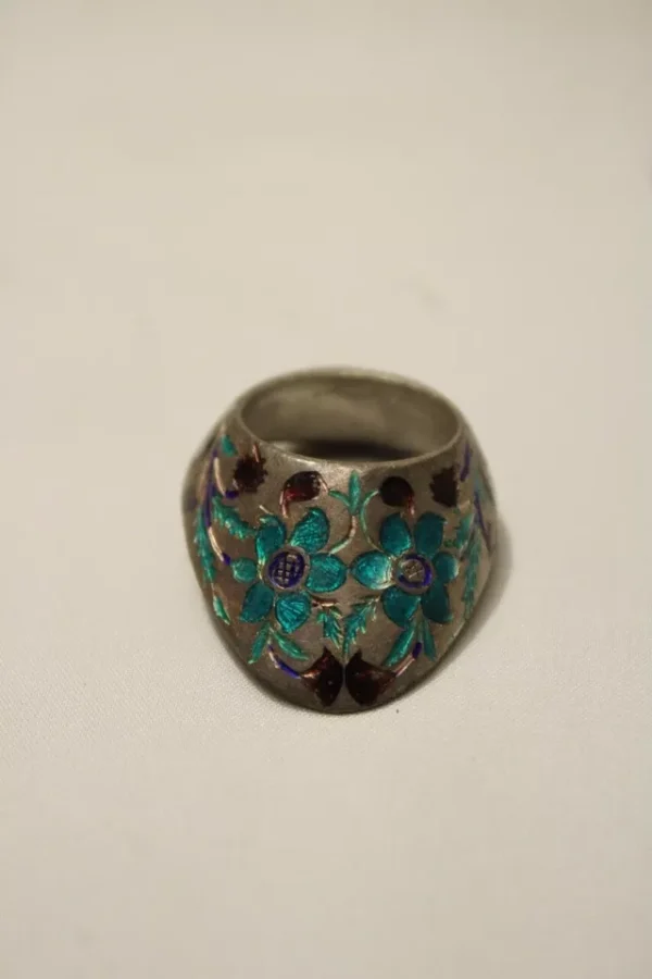 Silver Enamel, Antique, Vintage, Rare Find Archer Thumb Ring - Image 2