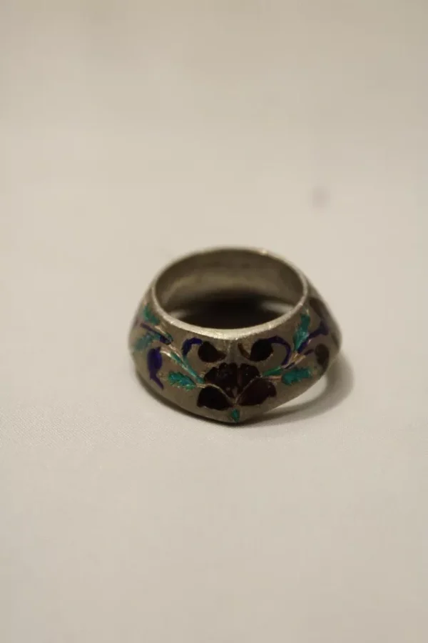 Silver Enamel, Antique, Vintage, Rare Find Archer Thumb Ring - Image 4