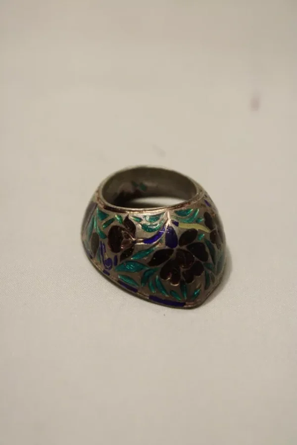 Silver Enamel, Antique, Vintage, Rare Find Archer Thumb Ring