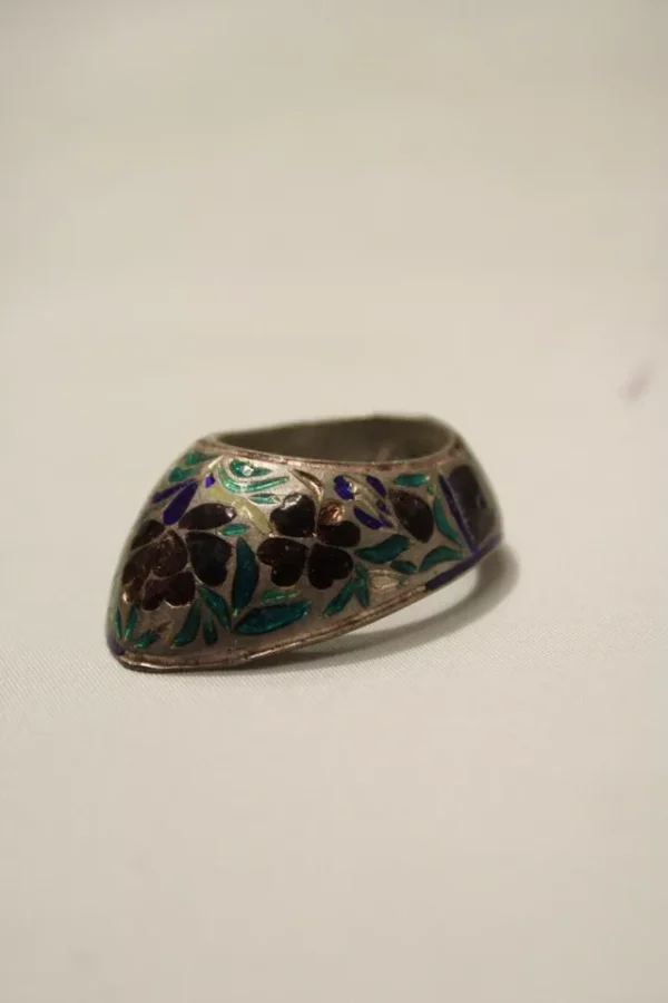 Silver Enamel, Antique, Vintage, Rare Find Archer Thumb Ring - Image 2