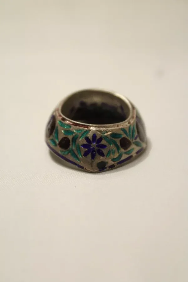 Silver Enamel, Antique, Vintage, Rare Find Archer Thumb Ring - Image 3