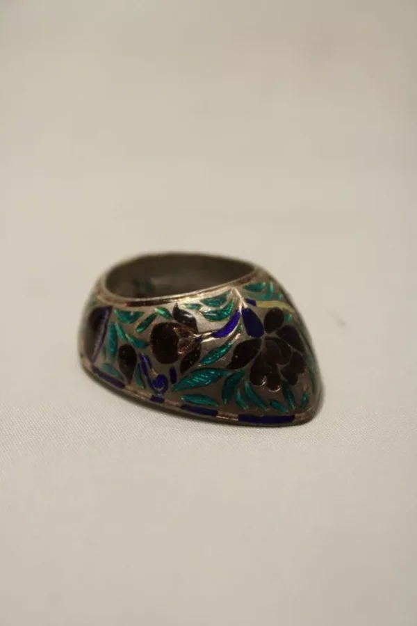 Silver Enamel, Antique, Vintage, Rare Find Archer Thumb Ring - Image 4