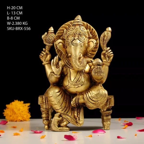 Lord Ganesha Statue Made Of Brass, Home Decor For Pooja