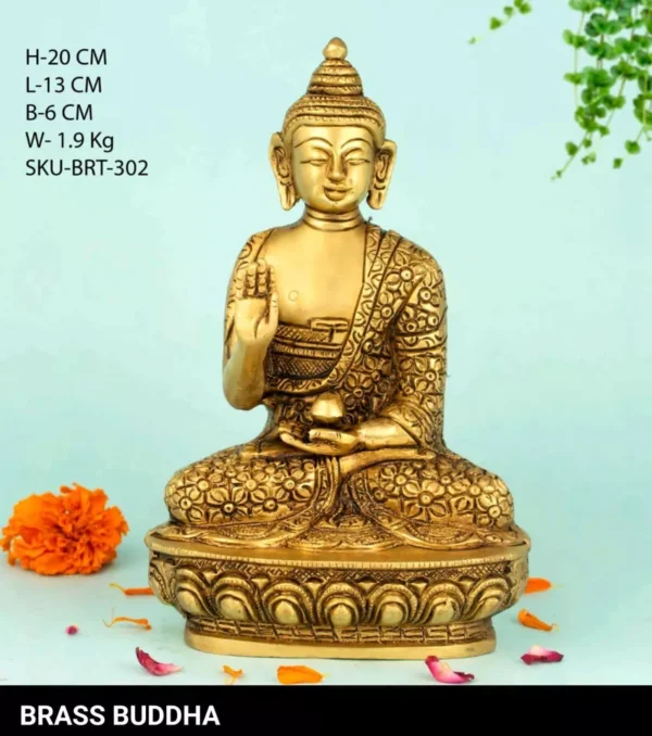 Brass Lord Buddha in The Dharamachakra Mudra Decorative Showpiece Statue, Decor