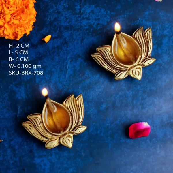 Brass Antique Lotus Diya or Kamal Deepak, Dia for Puja, Home Decor