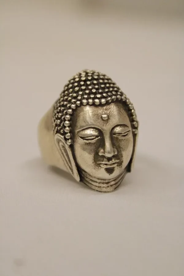 Beaming Buddha Silver-Plated Ring for Men