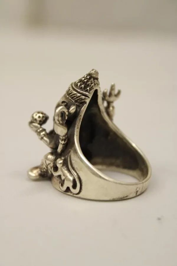 Silver Mini Ganesha Statue Sculpture Idol Superfine Handmade Ring - Image 3