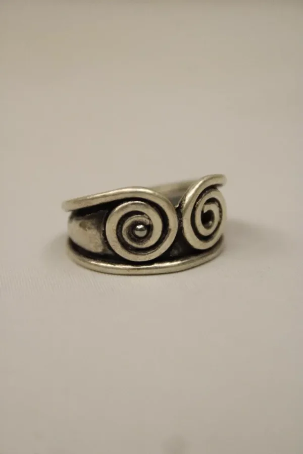 Sterling Silver Double Scroll Ring, Handmade One of a Kind Artisan Ring