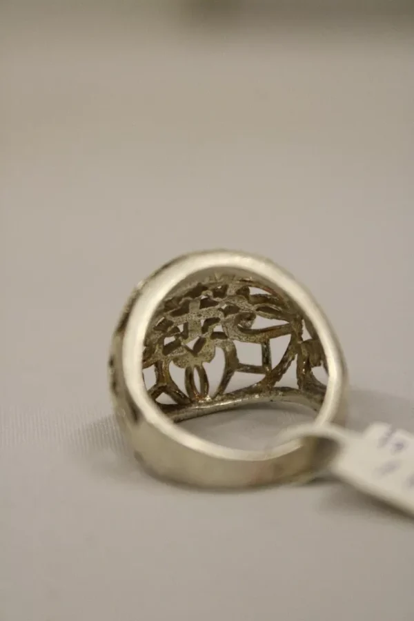 Sterling silver ladies ethnic wide ring with Greek heart patterns - Image 2