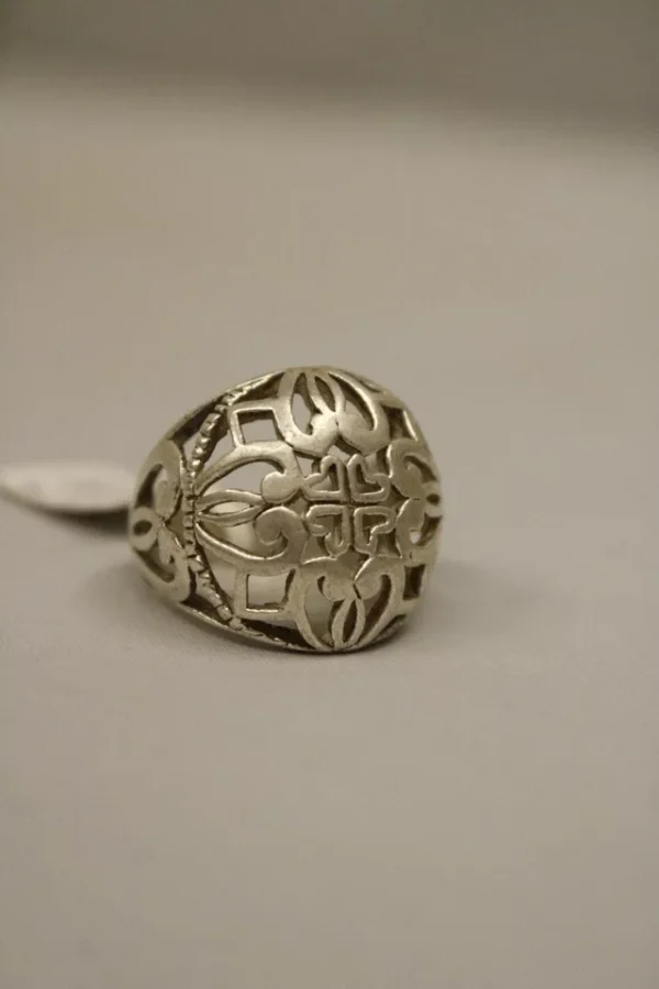 Sterling silver ladies ethnic wide ring with Greek heart patterns