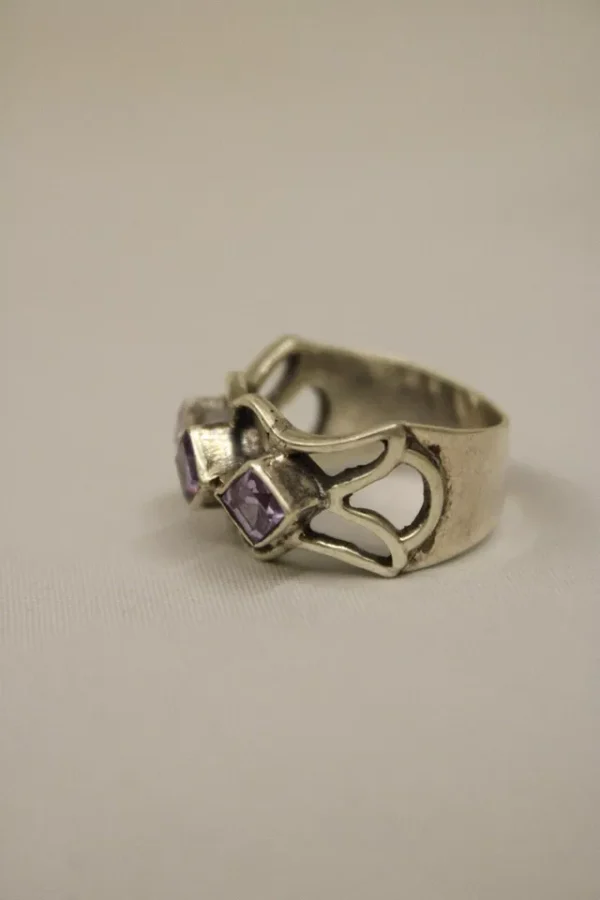 Natural Amethyst Gemstone Sterling Silver Ring - Image 2