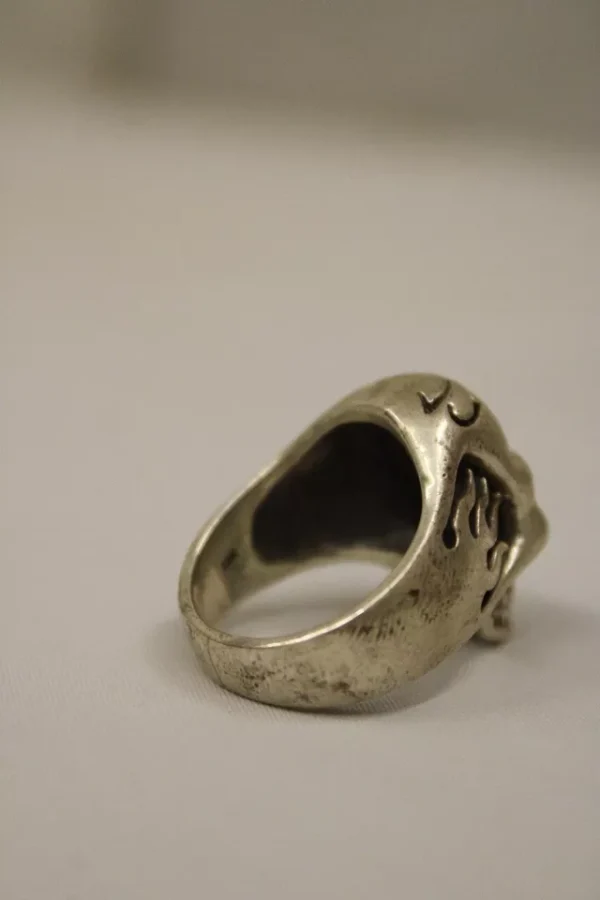 Silver plated Antique finish, Skull head design Stylish finger Ring Men Fashion - Image 3