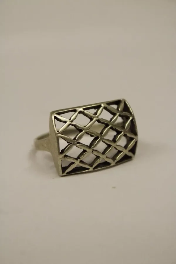 Sterling Silver Square Patterned Ring, Gift Item