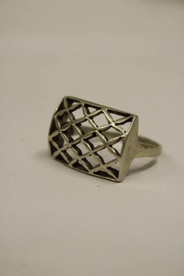 Sterling Silver Square Patterned Ring, Gift Item - Image 2