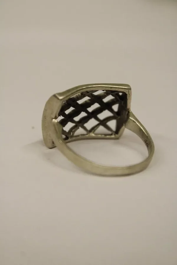 Sterling Silver Square Patterned Ring, Gift Item - Image 3