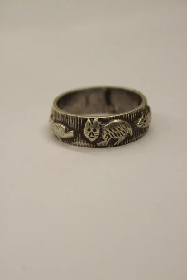 Vintage Sterling Silver Native Animal Engraved Ring